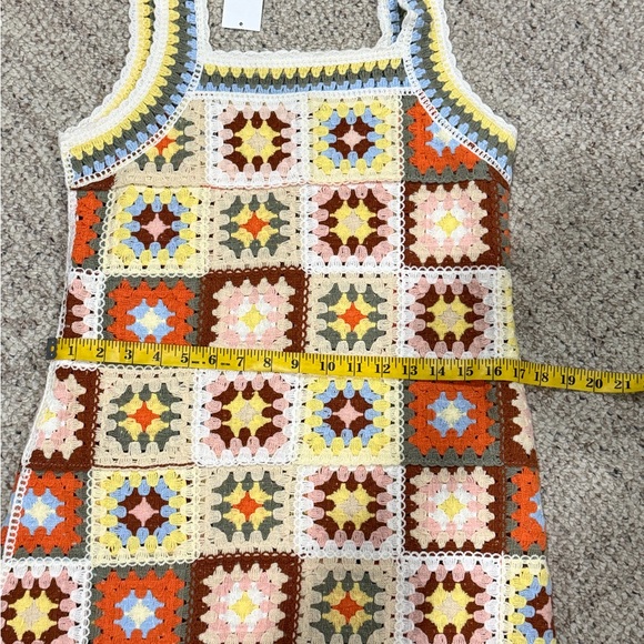 New In Ragstock Crochet Mini Dress - Colorful Granny Square Patchwork Size: S/M - Picture 10 of 12